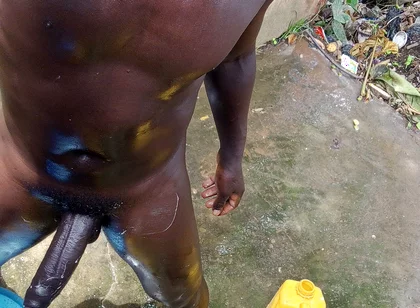Outdoor Shower with My Heavy Big Black Dick
