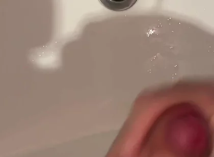 Accidental Golden Shower on My Hand While Pissing in Sink & Cumshots