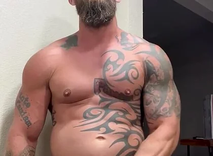 Tattooed Viking Flexes While Stroking for You
