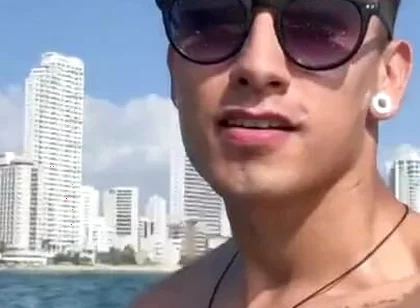Tourist Exhibits Himself in a Jet Ski in the Sea on the Beaches of Cartagena