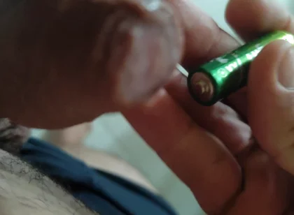 Inserting Electric Batteries Inside the Wet Dick