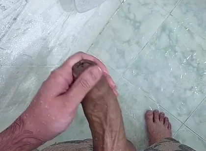 A Horny Young Man Cums in the Shower