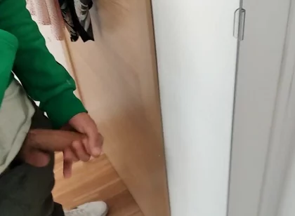 Masturb His Huge and Juicy Cock in Front of the Mirror