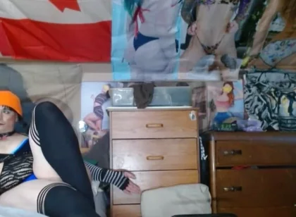 Fat Sissy with Pig Tails Dances Then Plays with Fat Hole