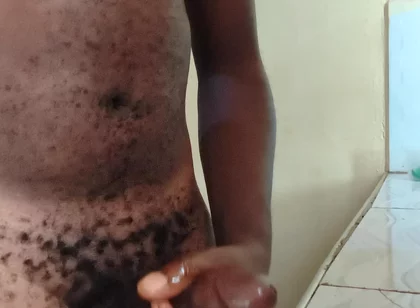 Solo Boyfriend Jerking His Hard Dick Early in the Morning and Released Load of Cum on the Kitchen Worktop
