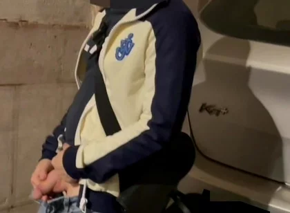 Amateur Boy Taking His Fat Cut Cock Out of His Jeans and Pissing in the Street