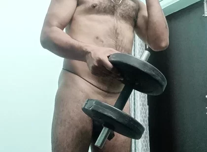 Indian desi man enjoys workout