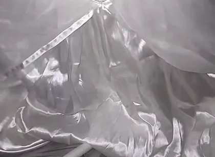 Cum Flows on Satin Wedding Dress