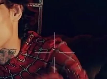 Spider Man Costume. Bottom Boy a Pose. Ass Hole