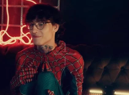 Spider Man Costume. Bottom Boy a Pose. Ass Hole