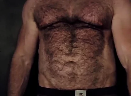 Hairy Muscle Bear Showing off