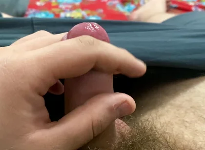 Big Hairy Guy Jerking off His Cock Before Going to Bed