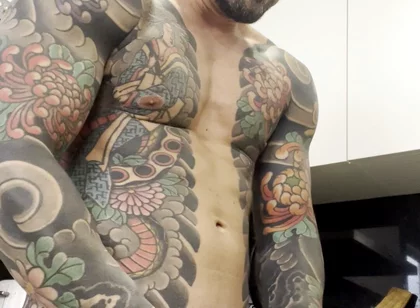 In the Kitchen of Handsome Muscular