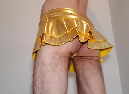 Golden Miniskirt -couldn't Wait- Try on