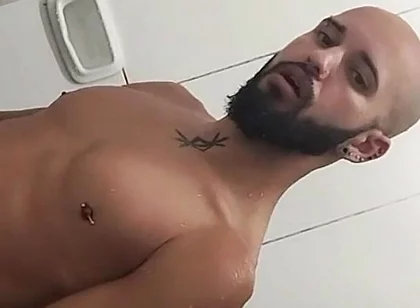 Trucker Jerking off Twink in the Shower