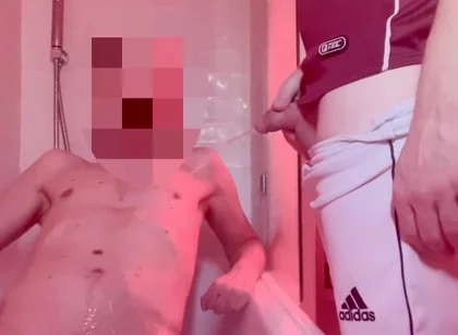 Twink Gets Hard When Pissed on by His Football Friend
