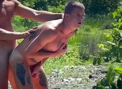 Two Guys Have Sex on the City Beach - He Sucked the Whole Dick and Got a Tasty Cum in His Mouth