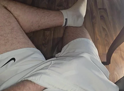 White Outfit Jerk off! Hot Stepdaddy Hardens Thick Cock & Makes It Cum