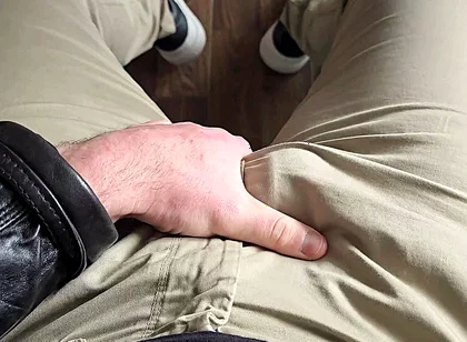 German Voice Humiliates You. Leather Jacket. Hard Cock Drips Precum. Red Calvin Klein Boxers