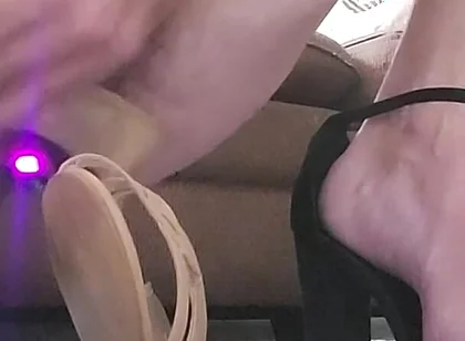 Jacking off with New Vibrator in My Ass and Fucking Heels