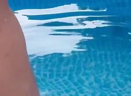 Outdoor Poolside Attraction, Got Horny After Taking a Dip, Big Cock Cums All Over