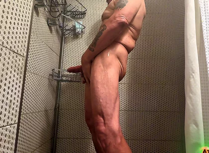 Solo Shower Scene - Soaping up and Dropping Loads