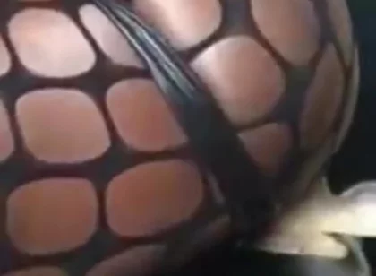 Fishnet Bodysuit Black Muscle Rides White Dildo