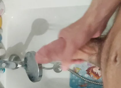 Jerking off a Big, Thick Cock in the Shower