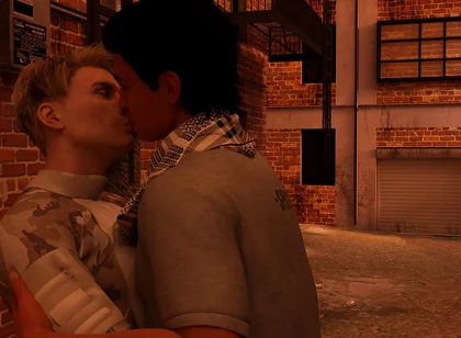 Summer Vacation - Two Gay Army Boys Kiss