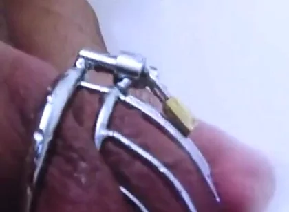 Caged Dick in Shower