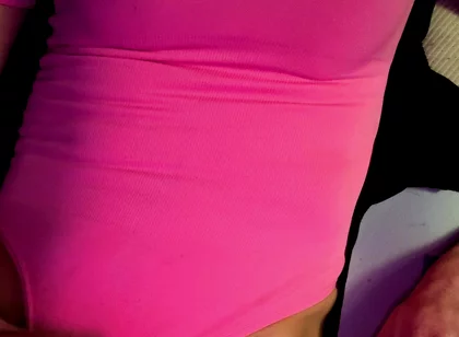 Cdmichelle Wearing Pink Bodysuit with Hard Nipples Cumming on Leg