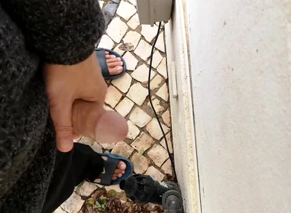 Guy Filming Himself Wanking Outside From Eye View Perspective
