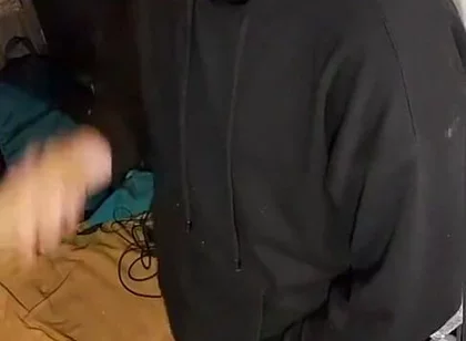 I Masturbate in Sweatpants, a Black Sweatshirt and Nike Sneakers