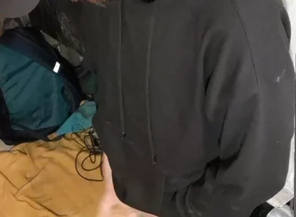 I Masturbate in Sweatpants, a Black Sweatshirt and Nike Sneakers