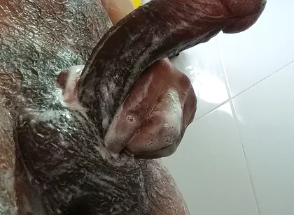 Stepdaddy Playing in the Shower with His Very Hard, Soapy Cock