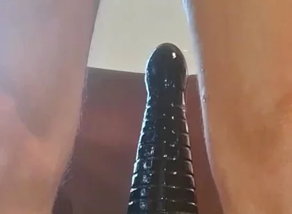 Extreme Solo Toy Session Close up Big Dildo