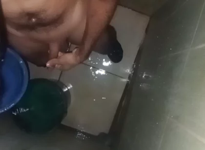 Man Gets Cocked and Balls in Single Chamber Bath