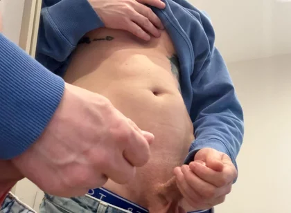 Big Cock Mirror Jerk off with Loud Moans - Massive Cumshot on Glass