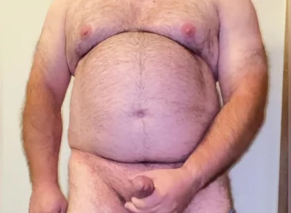 Anal Steve in His Blue Thong Showing off His Bear Body and Cock, with a Cock Ring on and Showing His Massive Butt Plug