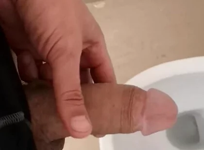 Hot and Hung Guy Filming His Dick While Jerking off an Cum Into the Toilet Sink