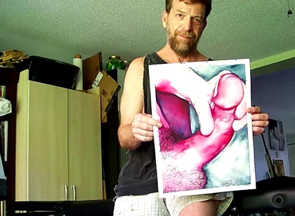 Hairyartist in Ripped Shorts During Art Studio Tour