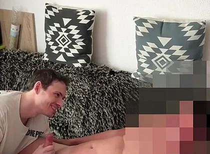 Straight Curious Plumber Returns to Get Sucked by a Gay Guy on the Couch