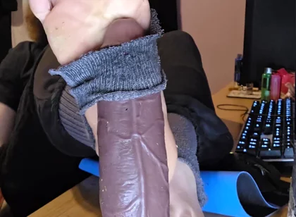 Femboy Gives His BBC Dildo a Footjob