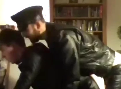 Master in leather gear hot fucking