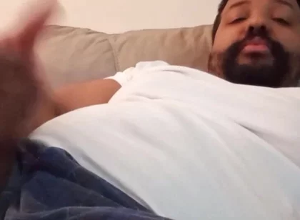 Stepdaddy Bounces Dick, Flexes Balls and Shoots Cum on His Leg