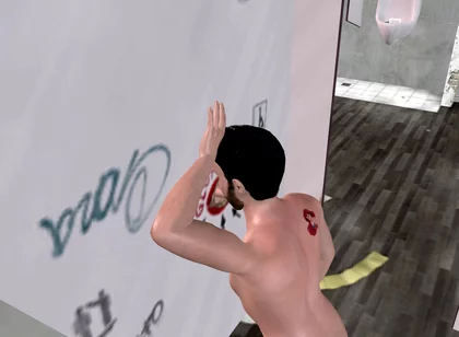 Animated 3D Gay Porn - Handsome Man Sucking Dick Through Glory Hole in Men's Toilet