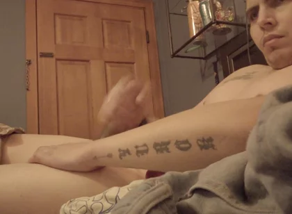 Hung Cummy Uncut Solo Twink Tatted Shows What's up