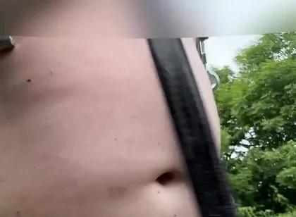 Walking Naked in Park.. with Nipple Clamps and Ballstretcher
