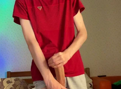 Skinny 55kg Guy Playing with His 23cm Heavy Meat