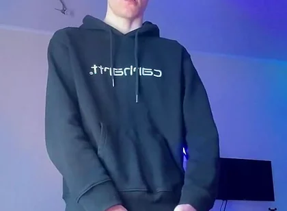 Skinny Boy Holding Back a Huge Cumshot Until It Hurts
